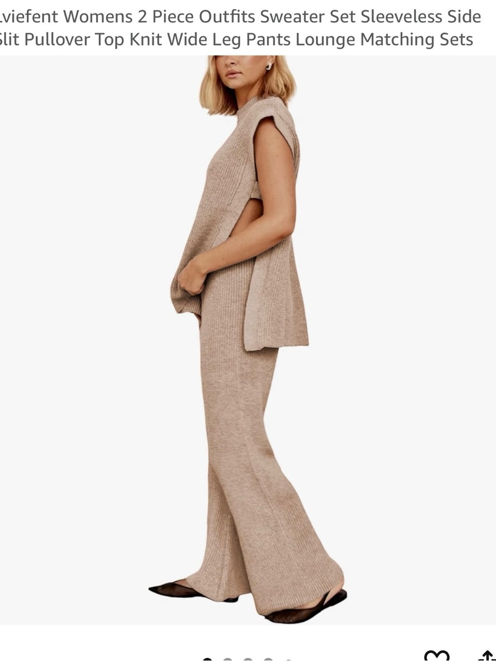Sleeveless Knit Two-Piece Lounge Set - Taupe